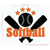Bedroom Décor Softball with Bats Stars Teen Wall Sticker Decals Art 23x19-Inch Orange, Black