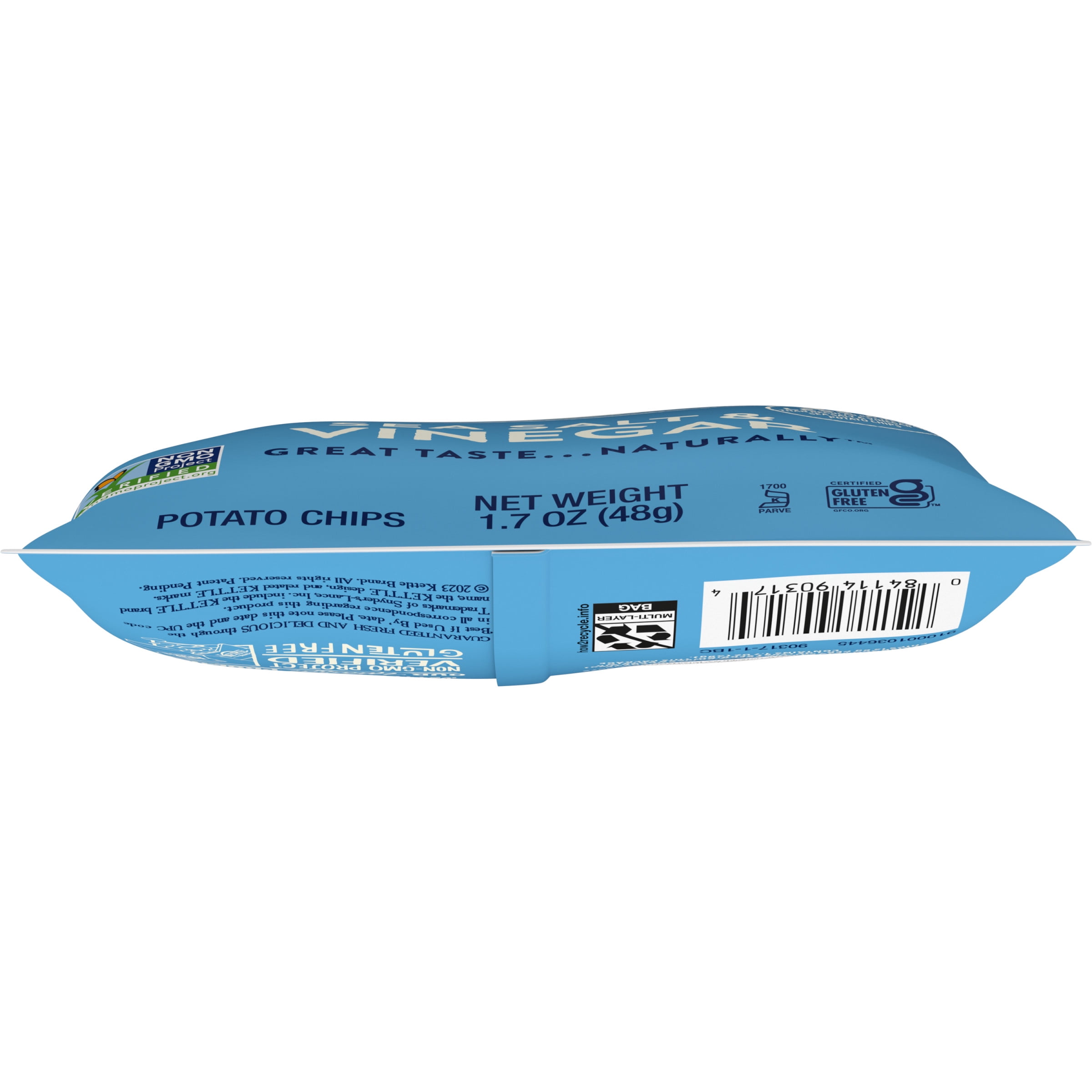 Kettle Brand Potato Chips, Air Fried Sea Salt and Vinegar Kettle Chips, 1.7 Oz Snack Bag