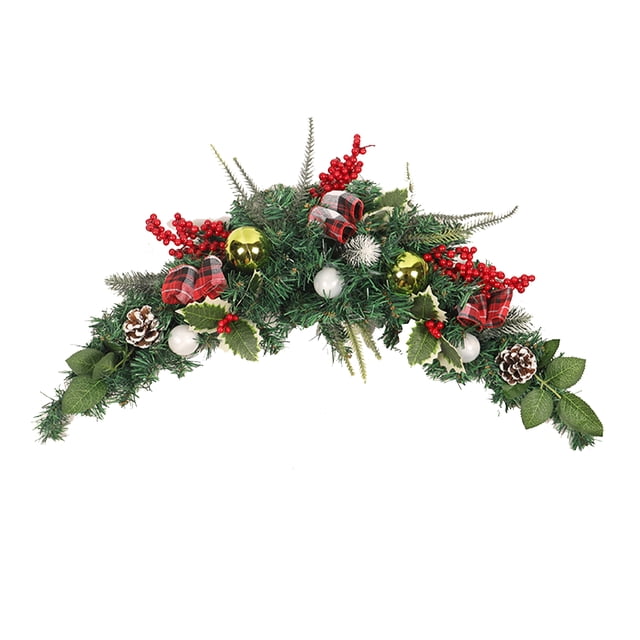 Decoration Christmas Door Hanger Wreath Realistic Foam Plastic Handmade Floral Rings Holiday Lintel Artificial Flowers