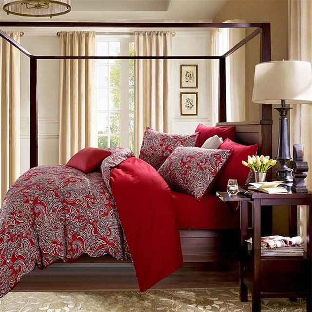 Bohemio Paisley Edredón Funda King Size Set Boho Damasco Medallón Ropa de Cama