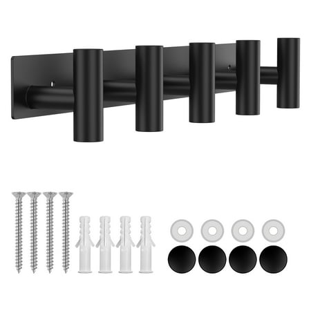 

FUYGRCJ 1/2Pcs Bath Towel Hook Rack Stainless Steel Coat Hook Rack with 3/5 Hooks Wall Mounted Black Clothes Hanger Hook Rack Bathroom Robe Hook Organizer for Kitchen Entryway Office