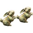 thumbnail image 1 of MesaSe 2pcs Chinese Zodiac  Mini Statue Vintage Brass Bunny Model Desktop  Craft Ornament, 1 of 8