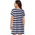 thumbnail image 6 of Lafuoo Navy Blue And White Stripes Pattern Women's Short-sleeved Nightdress, Knee-length Pullover Nightgown, Summer Home Wear-XX-Large, 6 of 8