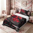 thumbnail image 3 of Manfei Ink Blossom Twin Sheet Sets for Teens, Moon Mountain Bedding, Black Red White 3-Piece, 1 Flat Sheet, 1 Fitted Sheet and 1 Pillowcase, 3 of 6