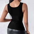 thumbnail image 6 of Siminsem Women's Wide Strap Shelf Bra Tank Top with Built in Bra Cotton Tummy Control Shaper Camisole Adjustable Straps Scoop Neck Light Support Layering Cami, Black,L, 6 of 9