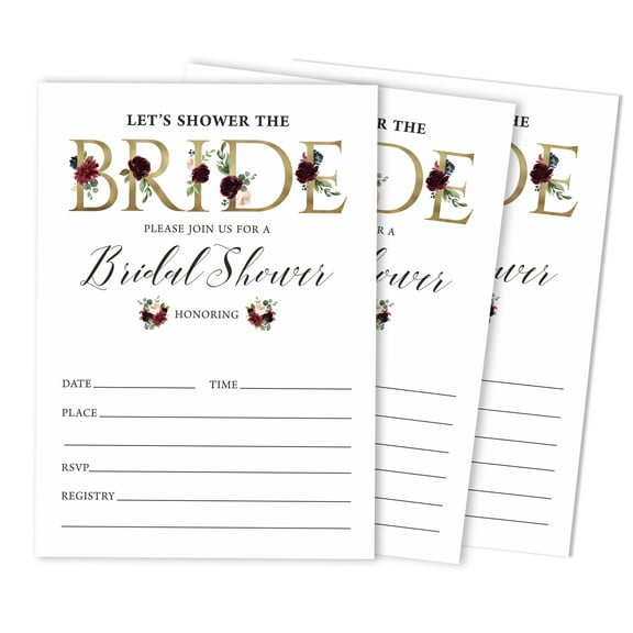 Inkdotpot 30 Bridal Shower InvitationsFloralWedding Fill-In Style Invites Blank Invites