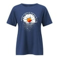 thumbnail image 4 of CAMERIARI Flower Short Sleeve Round Neckline Tshirts Shirts for Women, Size XL-4XL, Big&Tall, Blue, Women Casual Top Shirt Short Sleeve Printed T Shirt Round Neck Loose Soft Top, 4 of 4