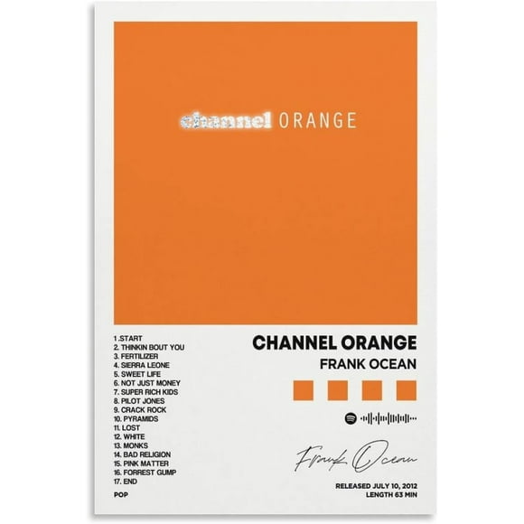 PHFZJYOU Frank Ocean Channel ORANGE Album Cover Affiche frameless Painting Canvas Wall Posters Art Picture Print Modern Home Family Bedroom office Decor 16x24 Pouces