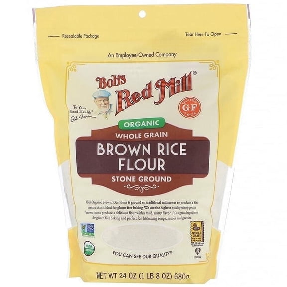 Bob's Red Mill Organic Brown Rice Flour Whole Grain 24 oz Pack of 2