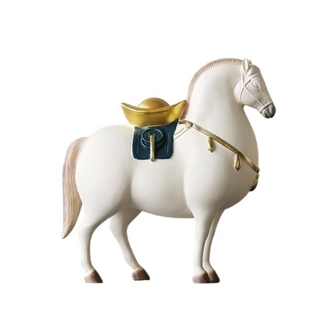 Adorno de caballo blanco de la suerte con lingote de oro - Decoración del hogar imprescindible