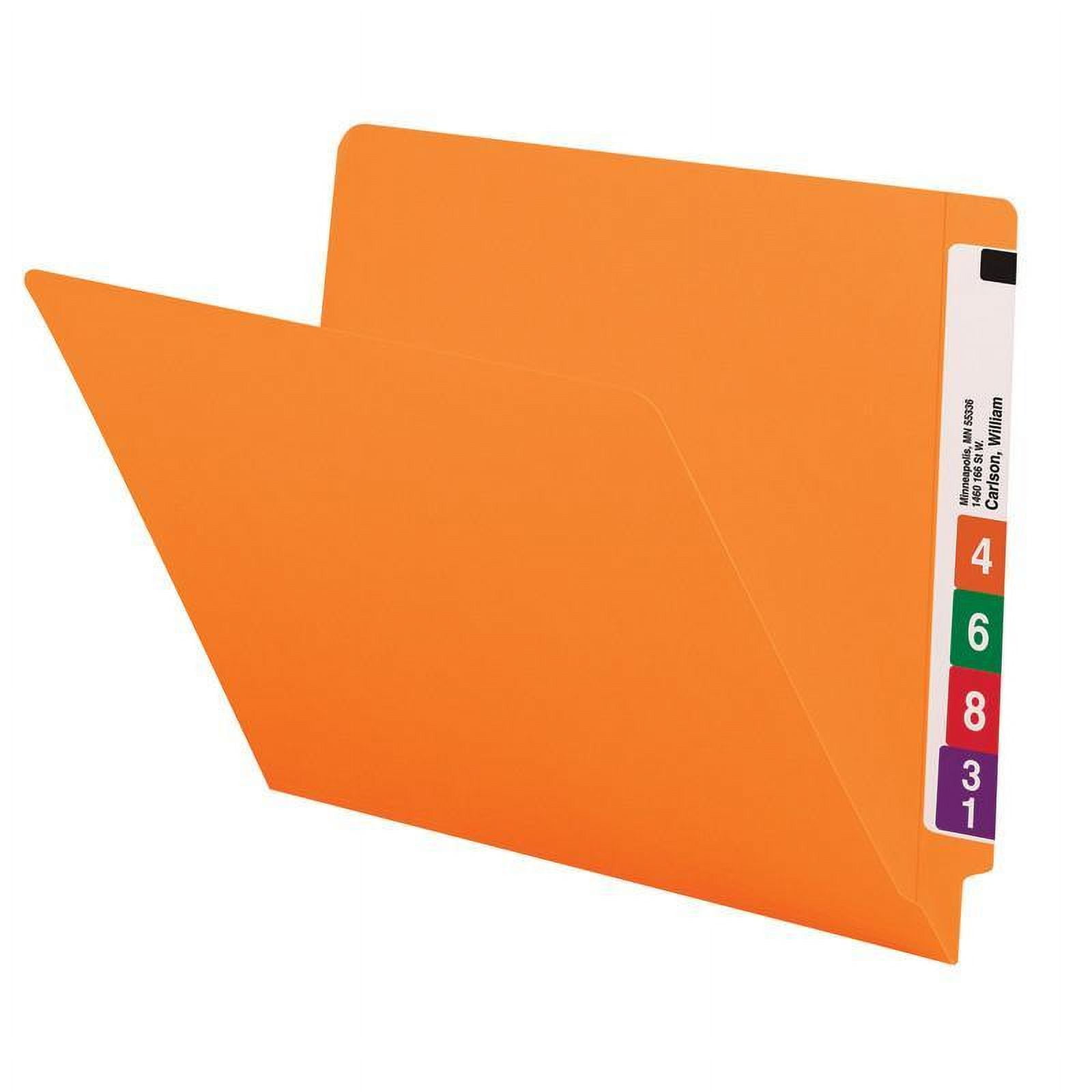 Smead Colored End Tab File Folder, Shelf-MasterÂ® Reinforced Straight-Cut Tab, Letter Size, Orange, 100 per Box (25510)