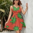 thumbnail image 3 of Hemp Leaves Women's Tank Dress V Neck Sleeveless Summer Sundress, 3 of 7