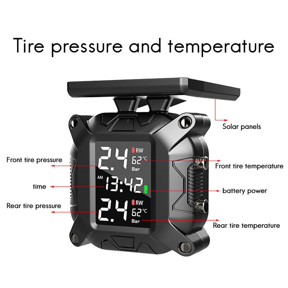 Wireless LCD Motorcycle TPMS Tire Pressure Monitor Systems+2 Sensors