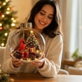 thumbnail image 7 of Clear Glass Christmas Ornament Ball with Cardinal Bird, Mini Christmas Tree Scene Inside, Gold Crown Hanging Tree Decoration, 3.2x3.2 Inch, 1 Count, 7 of 7