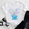 thumbnail image 3 of Camisetas informales de algodón con dibujos animados de Disney para niñas, princesas y sirenas, de Mickey Mouse, para niños, ropa de moda para niños de Disneyland, camisetas para bebés, 3 of 5