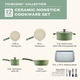 thumbnail image 2 of Farberware TrueCook 12pc Ceramic Cookware Set, Dishwasher and Oven Safe, Green, 2 of 18