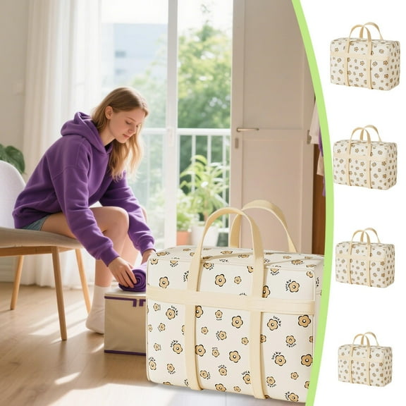 Large Quilted Travel Duffle Bag for Women Floral Portable Gym Lightweight Weekender Bag Grocery Pouch Workout Overnight Carry on Duffle Pouch for Travel Work, Khaki, 31.5*9.84*19.69in