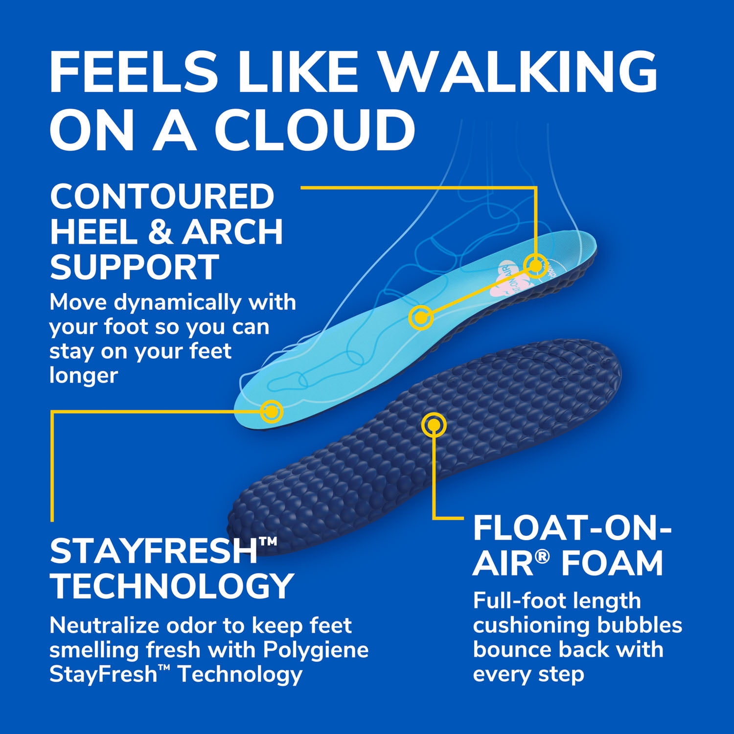 Dr. Scholl's® Float-On-Air® Comfort Insoles, Women Sizes (6-10), 1 Pair, Full Length
