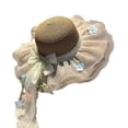 thumbnail image 2 of Delayuji Womens Bowknot Hat Lace Ribbon Decor Breathable UV Protection Summer Hats Travel Stylish Floral Hat Portable Outdoor beach hat Daily Sun Cap, 2 of 4