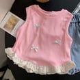 thumbnail image 5 of Mnyotv Toddler Girls Summer Clothes Sleeveless Ruffle Hem Tank Tops with Bow Casual Crewneck T Shirts Size 6-12 Months, 5 of 7