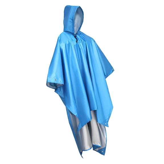 TELOLY Hooded Rain Poncho Rain Cape Coat for Adult Outdoor Activities Camping Blue