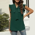 thumbnail image 6 of MESSUEN Sleeveless Shirts for Women Front Tie Top V-neck Flounce Tank Tops for Women Casual Solid Chiffon Blouses Ruffle Elegant Vest Women’s Tops Shirts for Women Dressy Casual Green L, 6 of 9