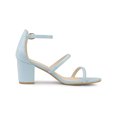 thumbnail image 3 of BLISSFUL STEP Women's Open Toe Strappy Block Heel Sandals Sky Blue 8, 3 of 7