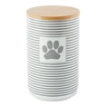 thumbnail image 2 of Contemporary Home Living 6.5" Gray and White Striped with Paw Patch Ceramic Treat Canister, 2 of 2