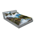 thumbnail image 2 of Nature Fitted Sheet & Pillow Sham Set, Norway Mountain Range Snowy Peaks by the Lake Fishing Nordic Northern Landscape, Decorative Printed 6 Piece Bedding Decor Set, King, Multicolor, by Ambesonne, 2 of 3