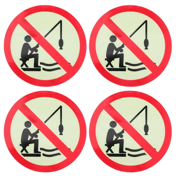 SHOWERORO 4pcs No Fishing Sign Self Adhesive Caution Sign Multi Light Storage Film for Parks