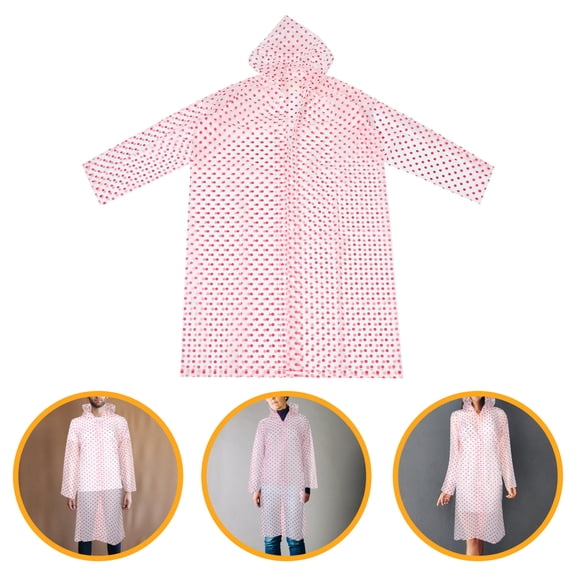 Masteelf Transparent Wave Point Raincoat for Adults Waterproof Hooded Poncho Unisex Portable Clear Rainwear for Men and Women (Red)