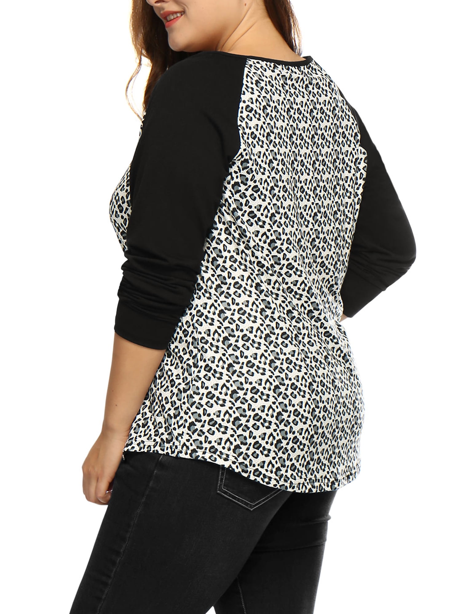 DARING DIVA Women's Plus Top Long Sleeve Relaxed Fit T-Shirt Blouse 2X Black
