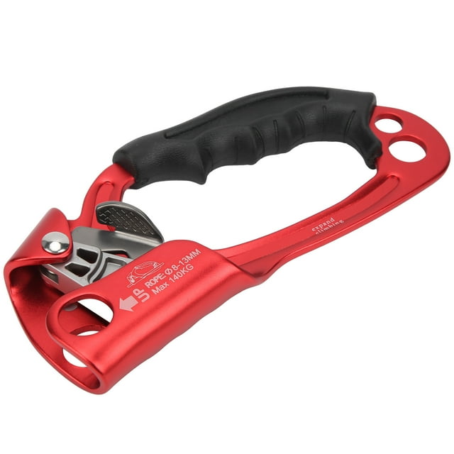 Hand Rope Climber, Elastic Spring One Hand Installation Fixing Hole Climbing Ascender With Hanging Holes For Mountaineering Red