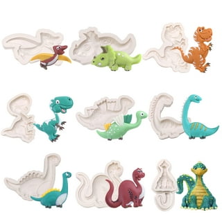 Chistepper 7 Pack Dinosaur Fondant Silicone Molds Candy Chocolate Silicone Molds Resin Epoxy Casting Molds for DIY Cake Decorating Sugar Crafts