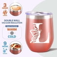 thumbnail image 4 of Initial Tumbler, Monogrammed Gifts for Women, 12oz Stainless Steel Monogram Tumbler Wine Coffee Mug with Lid for Birthday Gifts, Personalized Drinking Cup for Family Friend Sister.(Rose Gold/L), 4 of 5