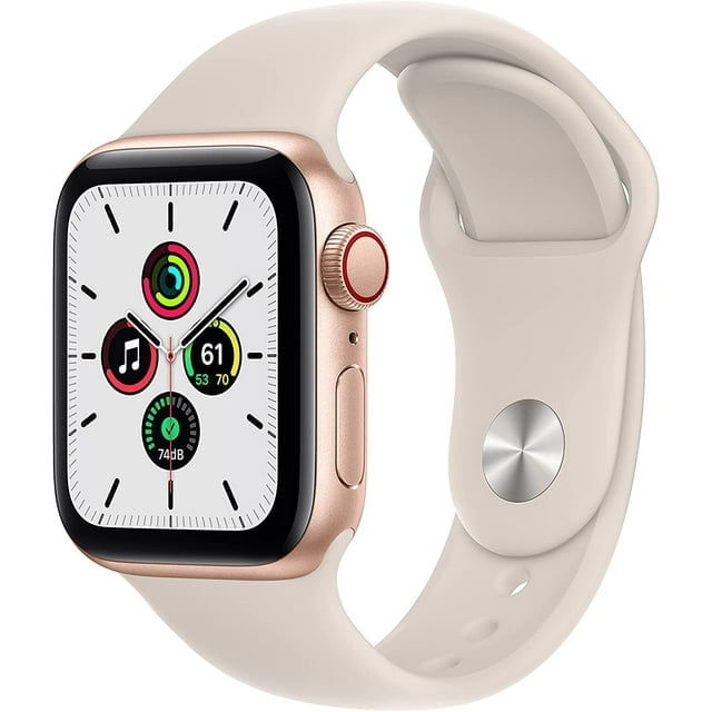 Apple Watch Series SE (GPS + Cellular, 40mm) Gold Aluminum Case with Starlight Sport Band - Excellent (Certified Refurbished)