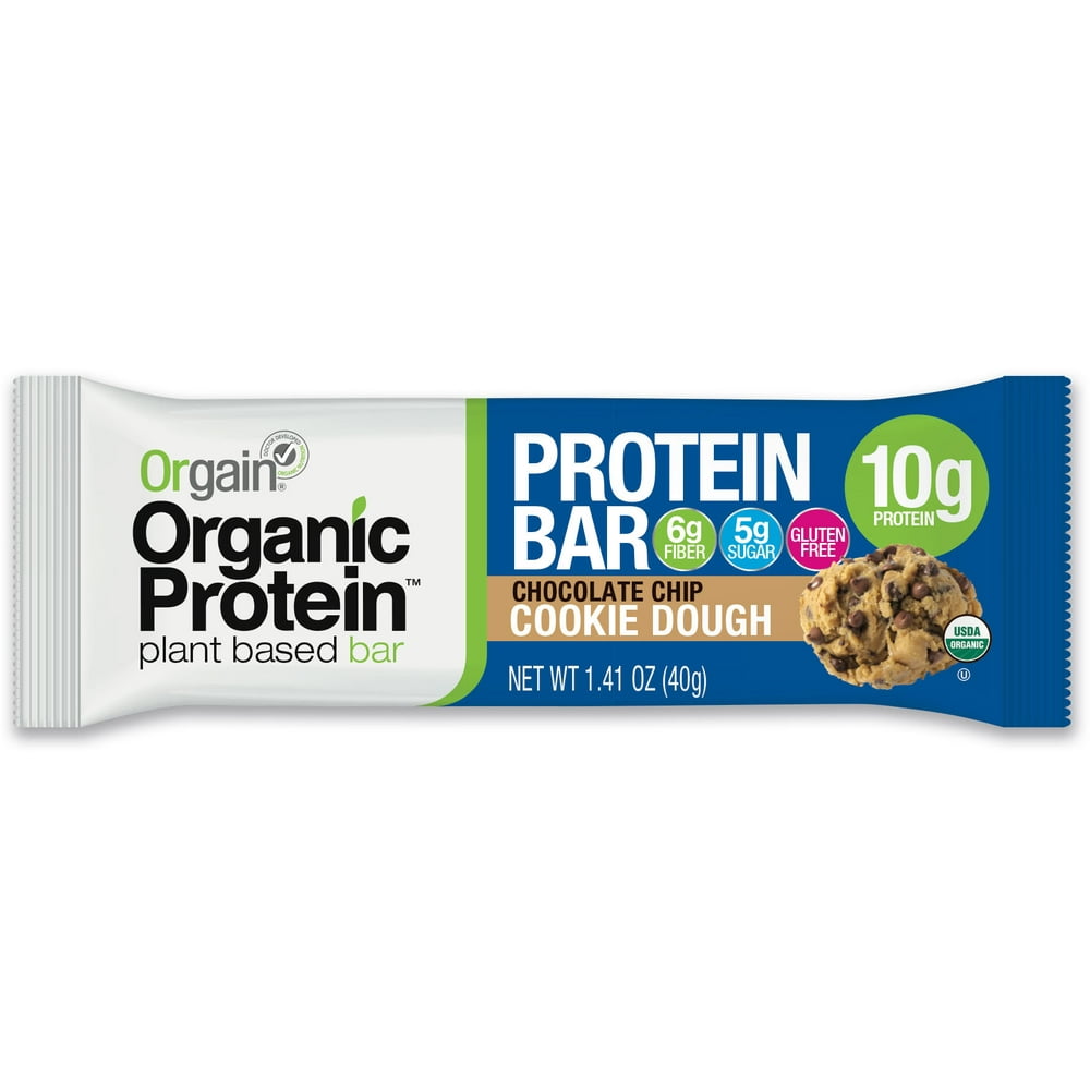 Orgain Organic Protein Bars, Chocolate Chip Cookie Dough, 12 Count