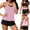 Pink, variant on Women's Three Piece Tankini Swimsuit Set Beach Pool Swimwear Blue S