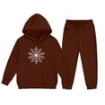 thumbnail image 3 of Eltusu Girls Winter Outfit Sets, Warm Graphic Long Sleeve Elastic Waist Hoodies and Sweatpants Sets Coffee Size 2-3T, 3 of 4