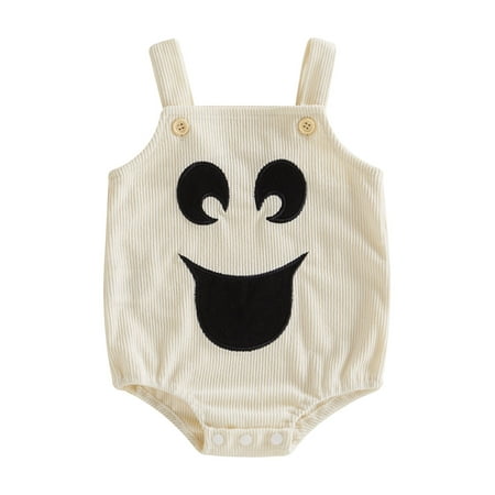 

Infant Baby Halloween Romper Sleeveless Embroidery Grimace Bodysuit Overalls Halloween Clothes for Girls Boys