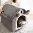 thumbnail image 3 of Cama para gatos para gatos de interior, cálidas casas de invierno para gatos, cama para perros pequeños, cama para gatos, cueva para gatos extraíble y - Gris de orejas Gris de orejas largas L Sunnimix Casa con cama nido, 3 of 7