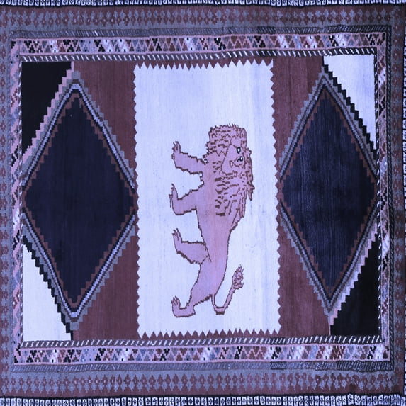 Ahgly Company Indoor Square Animal Blue Traditional Area Rugs, 5' Square