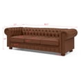 thumbnail image 5 of 88.5" Chesterfield Sofa Faux Leather, Modern Tufted Couch 3 Seater with Rolled Arms and Nailhead for Living Room, Bedroom, Office, Apartment, Brown, 5 of 9