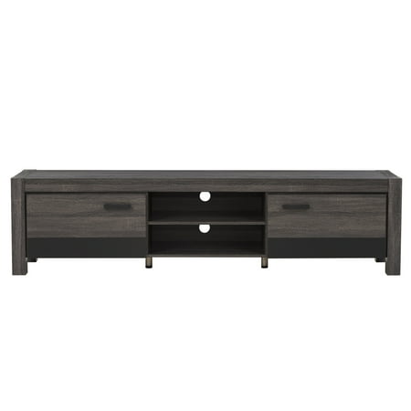 CorLiving - Joliet Duotone TV Bench for TVs up to 95" - Distressed Carbon Grey, Black Duotone