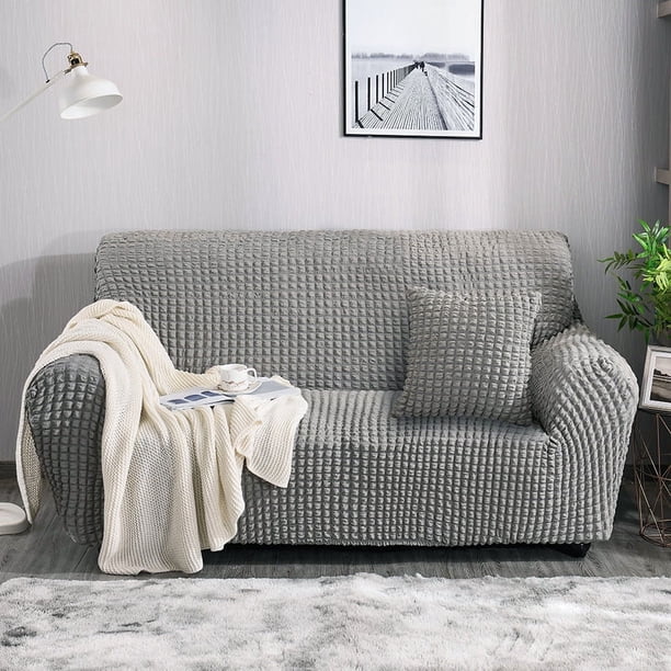 Nvzi Funda de sofá duradera y lavable, funda de sofá elástica de 2 plazas, protector de muebles universal de fácil ajuste (gris)