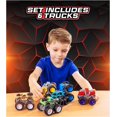 thumbnail image 2 of Team Power Monster Trucks Juguetes para niños y niñas Tracción en las 4 ruedas impulsado por fricción Paquete de 6 autos de juguete Push And Go con ruedas gigantes 360 Acrobacias locas Edad 3 4-7 y má, 2 of 5