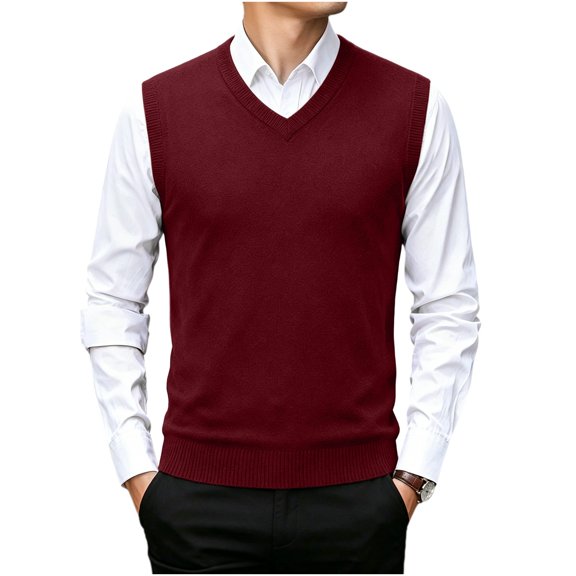 Maean Men Sweater Vest V Neck Knitted Pullover Sleeveless Sweaters Tops Vests Fall Winter Sweaters