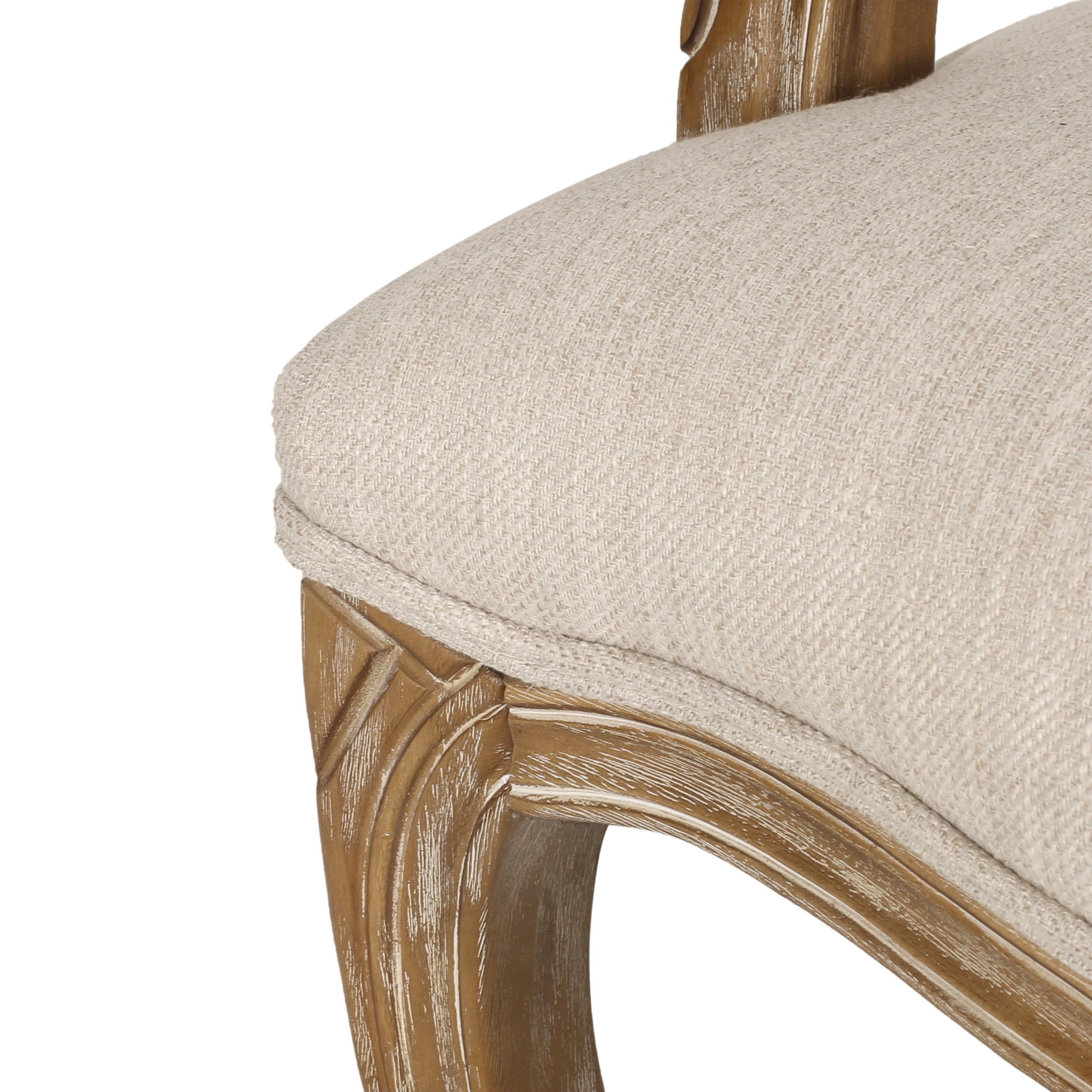 Noble House McKone French Wood and Cane Upholstered Dining Chair, Set of 4, Beige