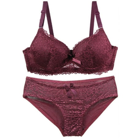 Weikingp Seamless Bra Bra And Underwear Set 2 Piece Underwear Set For Women Bras And Regular Fit Comfort Padded Bra And Panty Wireless BralettePlus Size Bras for Women Red 75B Clearance