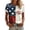 Blue, variant on Women's Patchwork American Flag T-Shirt, USA Patriotic Rose Floral Wreath Vintage Grunge Short Sleeve Crewneck Cotton Top For 4th Of July Independence Day Red,S